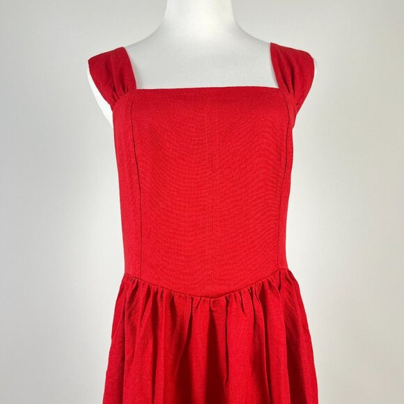 NWOT Farm Rio Stretch Linen Blend Cami Maxi Dress Size M Classic RED - Picture 7 of 16
